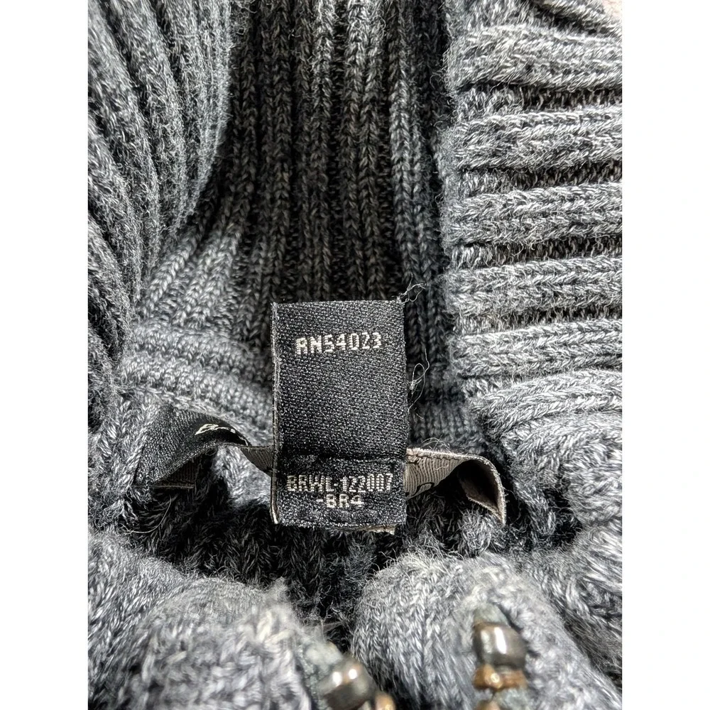 Banana Republic Mens Large Gray Ribbed Full Zip Mock Neck Cardigan Sweater L